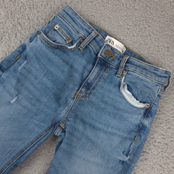 Zara Denim - Zara Womens Size 2 Light Wash Distressed Skinny Jeans Denim Casual